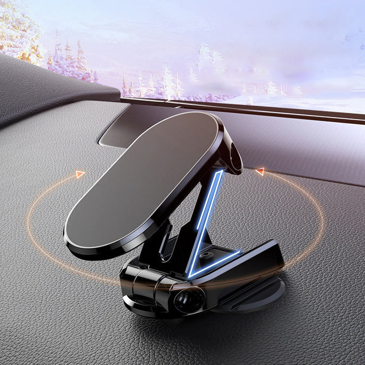 Car Phone Mount Magnetic Dashboard Holder Foldable Metal Stand