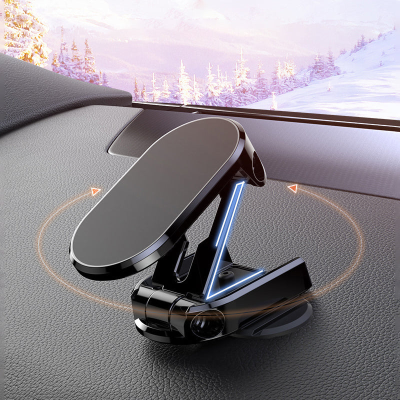 Car Phone Mount Magnetic Dashboard Holder Foldable Metal Stand