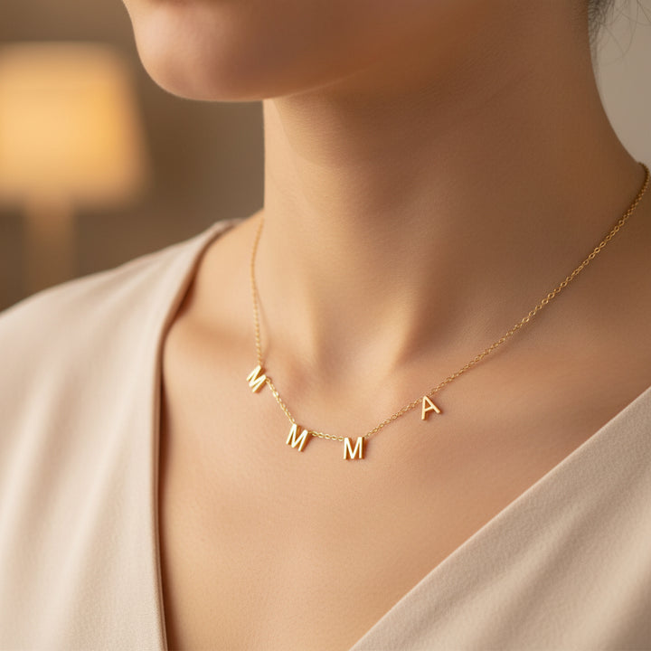 Name Necklace Gold Plated Stainless Steel Mama Pendant Chain