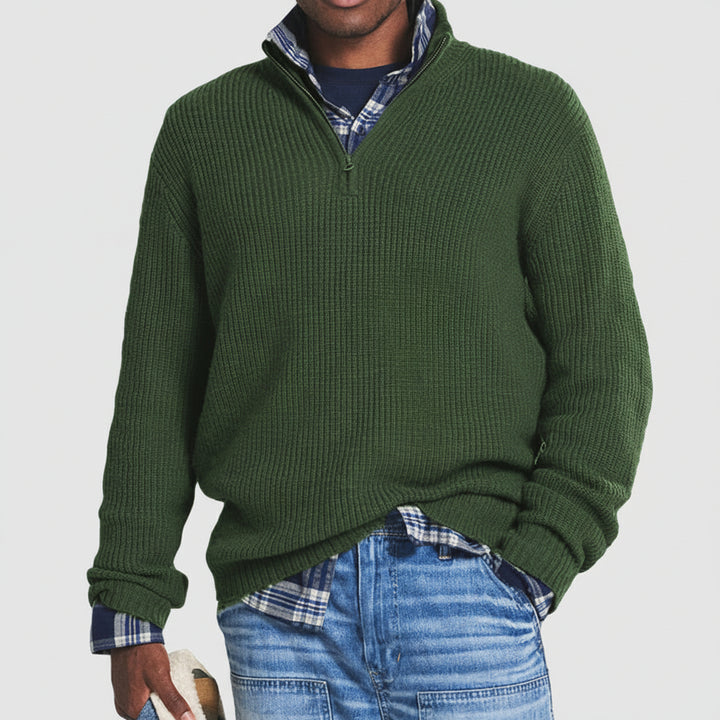 Men's Quarter Zip Cashmere Blend Sweater – Business Casual Pullover