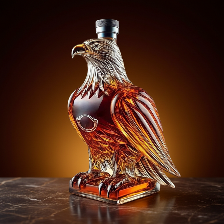 Whiskey Bottle Bald Eagle Glass Decanter Home Bar Display