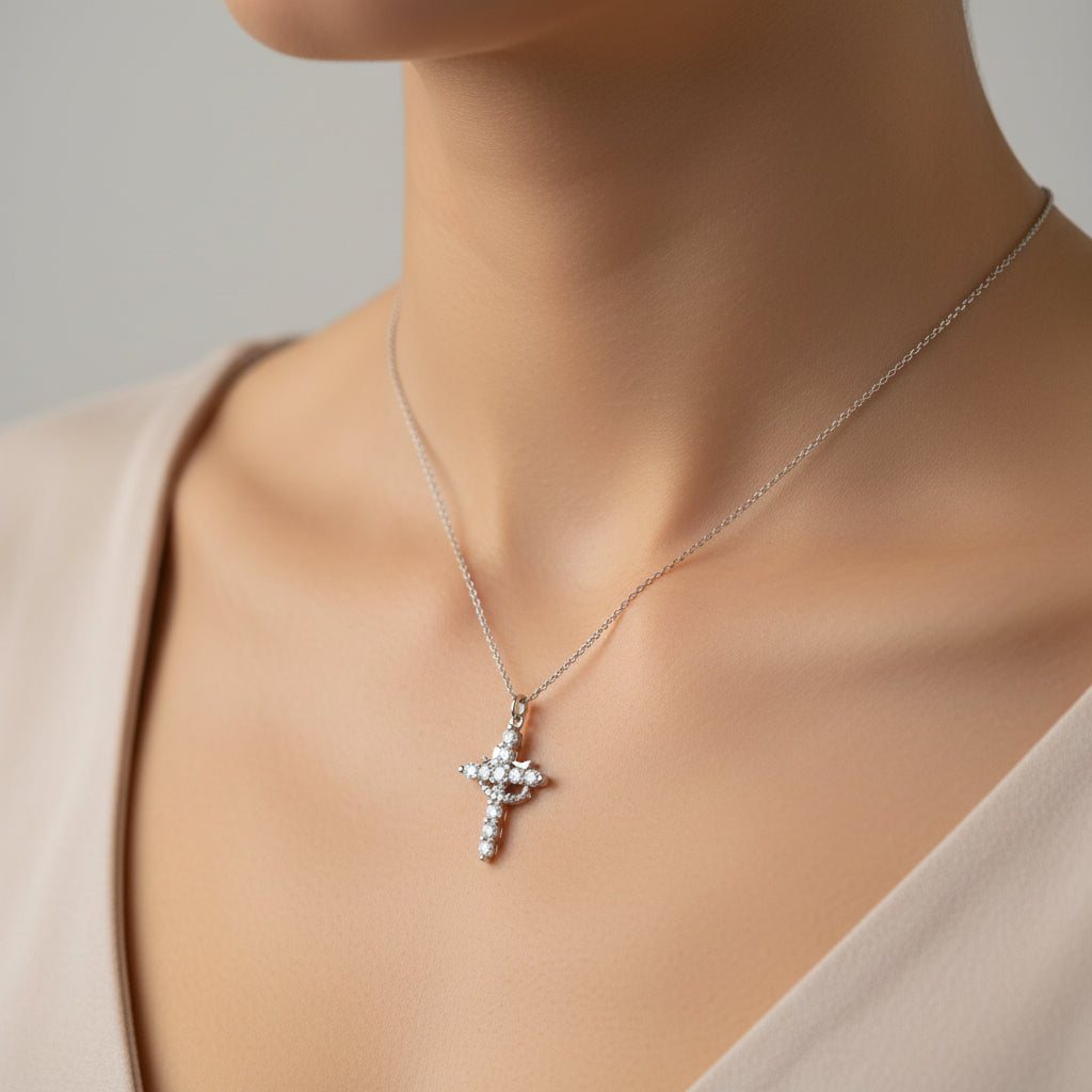 Korshalsband med krona – Guld, silver & roséguld – Tro & symbolik