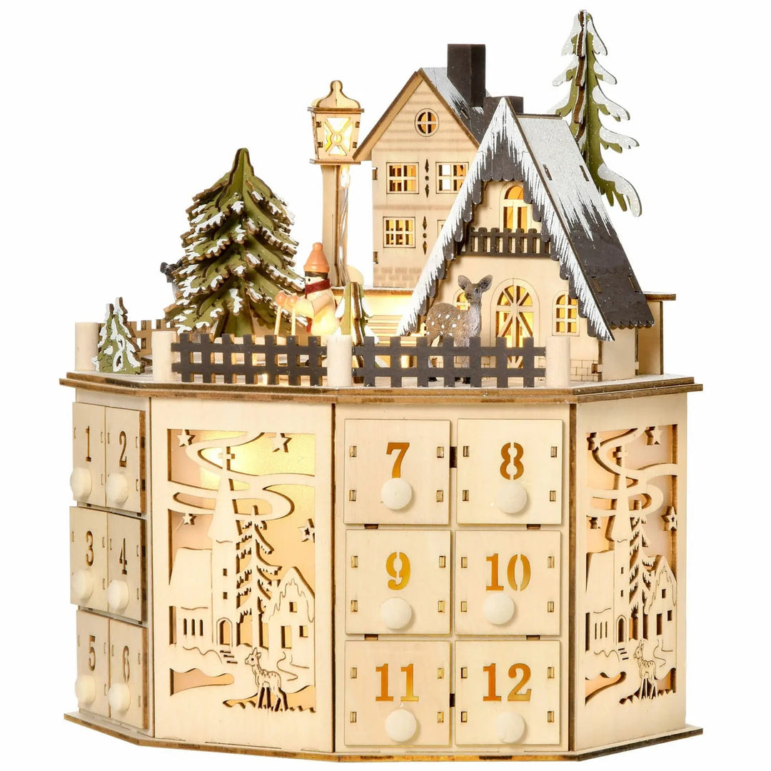 24 Compartments Ambience Christmas Wooden Advent Calendar - Image 1