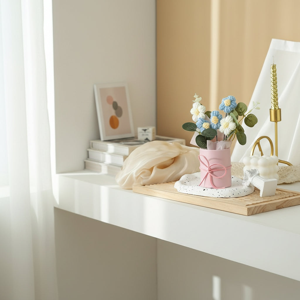 Artificial Flowers Bouquet Plastic Tabletop Bathroom Decor