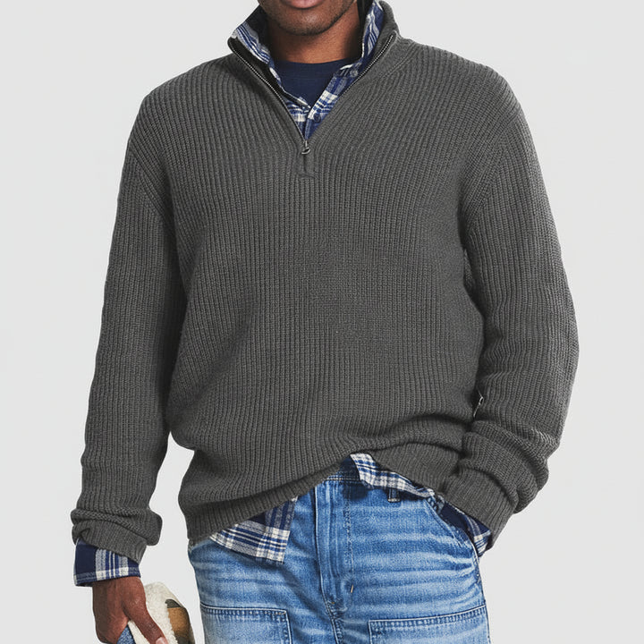 Men's Quarter Zip Cashmere Blend Sweater – Business Casual Pullover