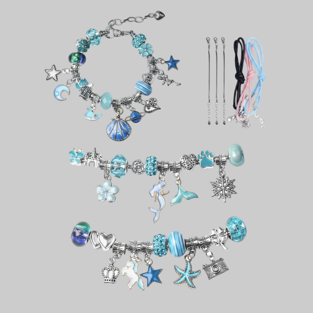 Kit Creazione Braccialetti Bambini, Set di Perline e Ciondoli per Gioielli Fai da Te