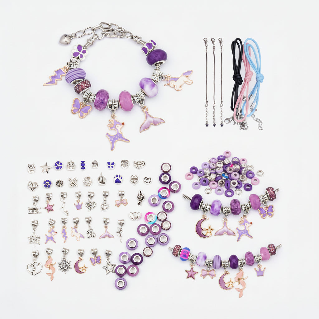 Kit Creazione Braccialetti Bambini, Set di Perline e Ciondoli per Gioielli Fai da Te