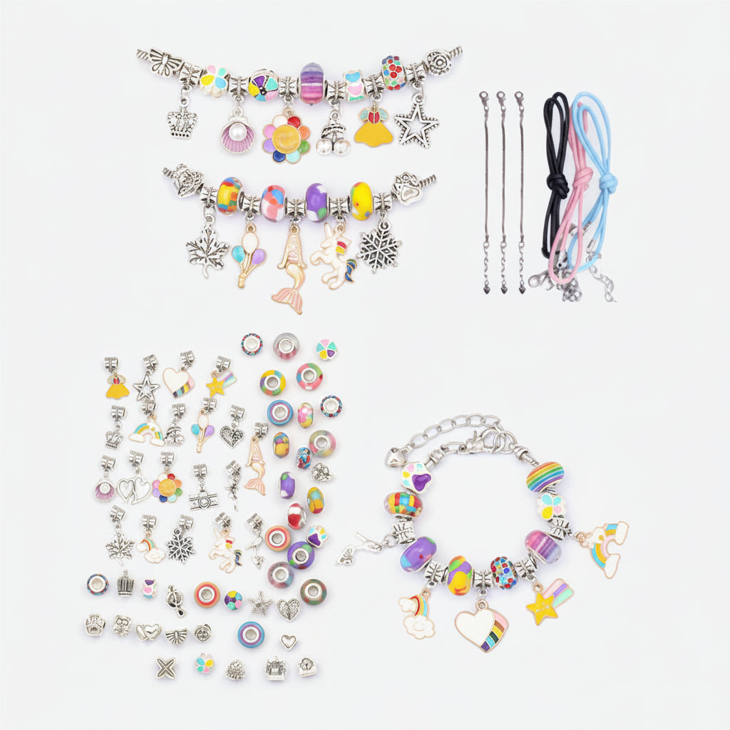 Kit Creazione Braccialetti Bambini, Set di Perline e Ciondoli per Gioielli Fai da Te