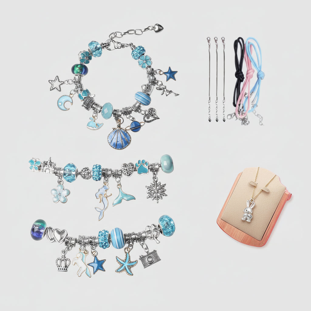 Kit Creazione Braccialetti Bambini, Set di Perline e Ciondoli per Gioielli Fai da Te