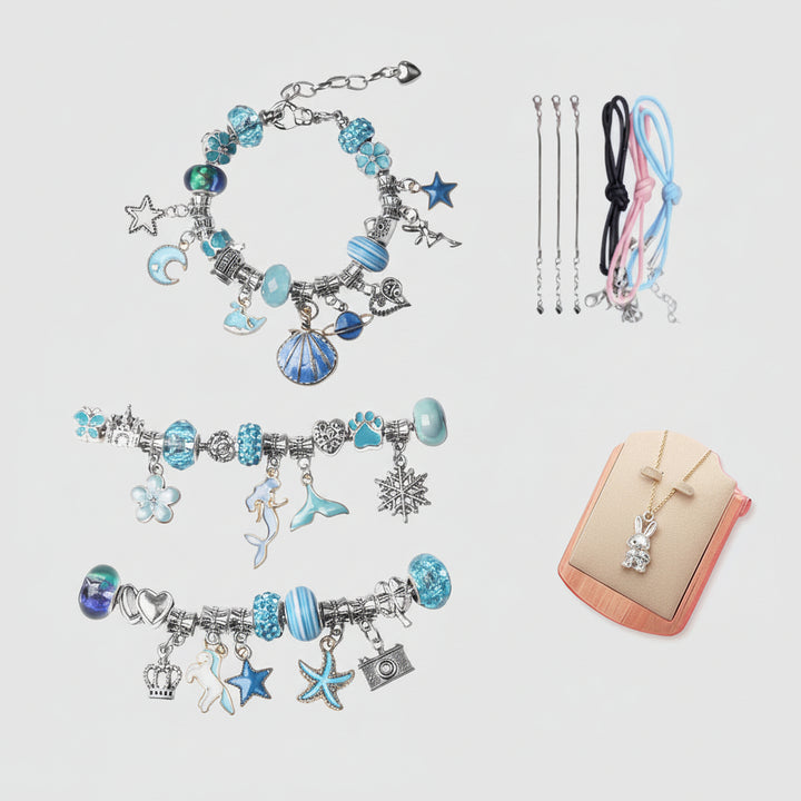 Kit Creazione Braccialetti Bambini, Set di Perline e Ciondoli per Gioielli Fai da Te