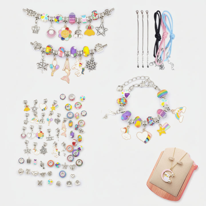 Kit Creazione Braccialetti Bambini, Set di Perline e Ciondoli per Gioielli Fai da Te