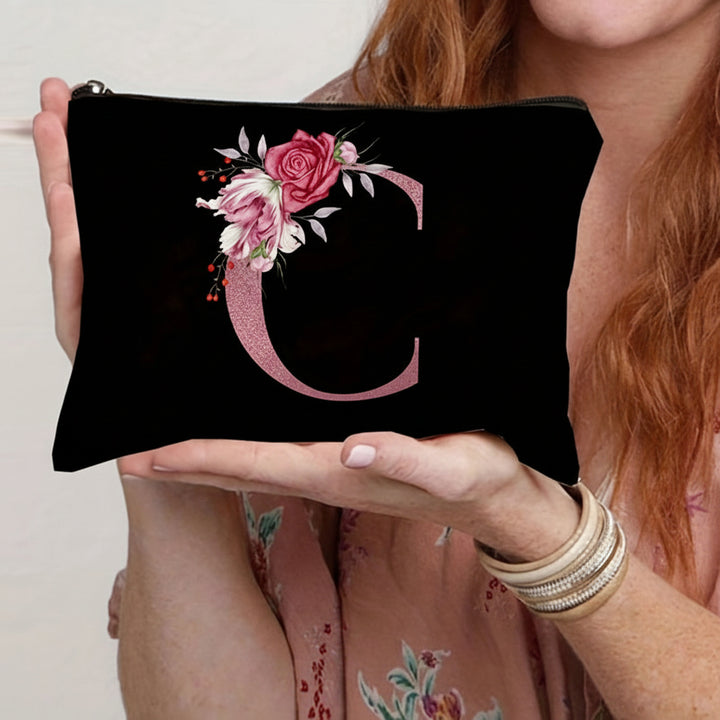 Throw Pillow Cover Decorative Floral Letter Zipper Cushion Case