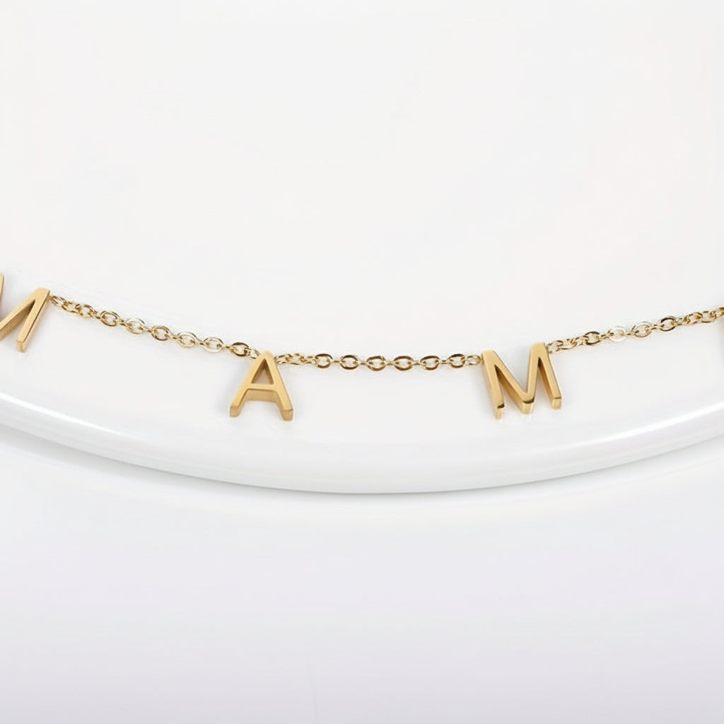 Name Necklace Gold Plated Stainless Steel Mama Pendant Chain