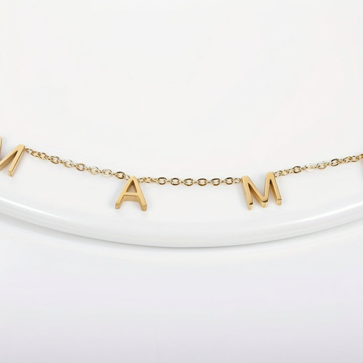 Name Necklace Gold Plated Stainless Steel Mama Pendant Chain