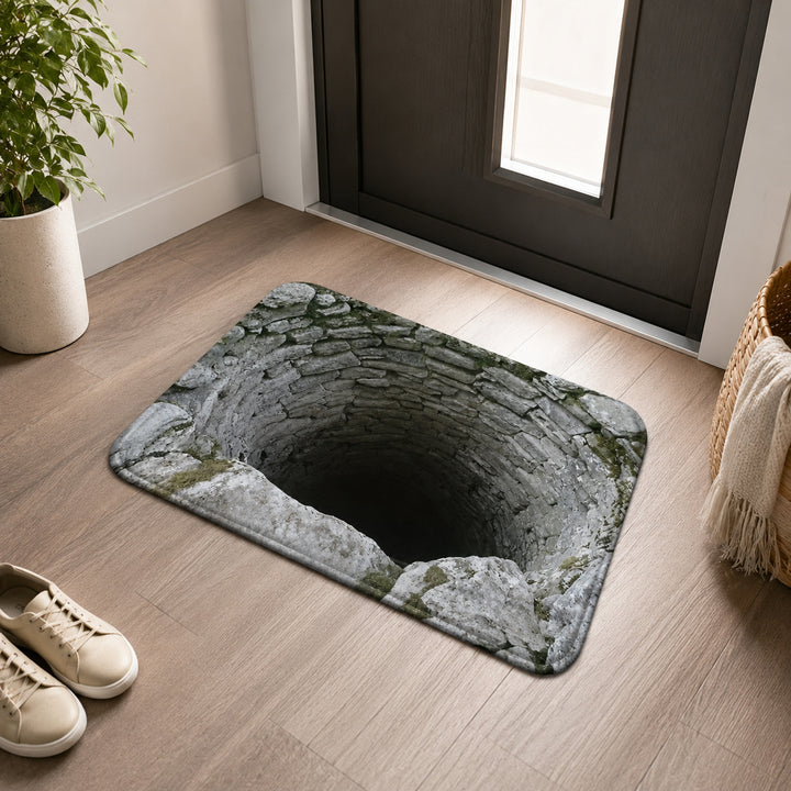 3D Optical Illusion Stone Well Flannel Doormat With Non-Slip Latex Backing - Image 4
