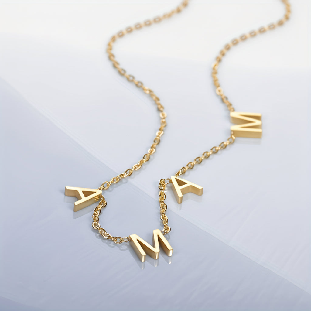 Name Necklace Gold Plated Stainless Steel Mama Pendant Chain