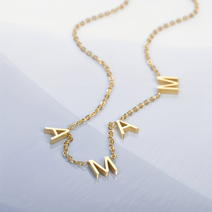 Name Necklace Gold Plated Stainless Steel Mama Pendant Chain