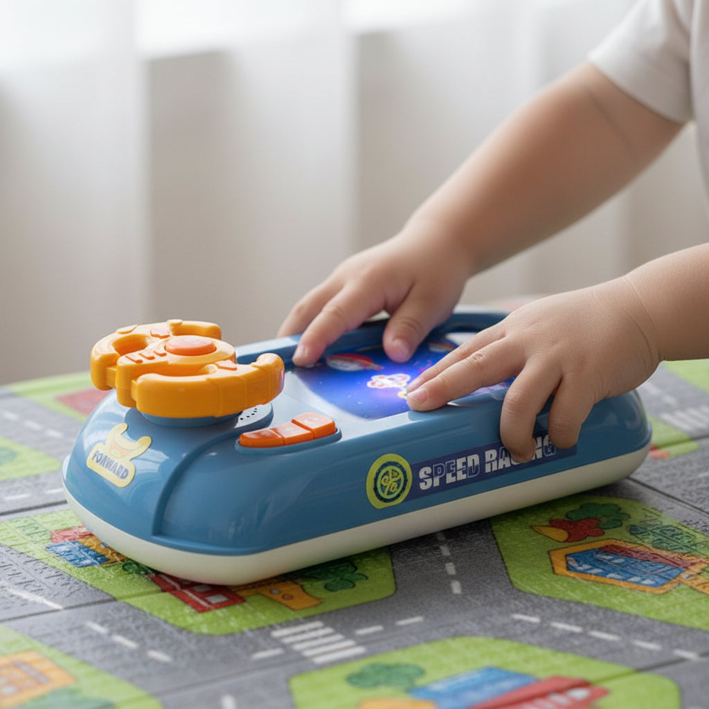 Interactive Steering Wheel Toy with 200 Challenges – Screen-Free Racing Game for Kids