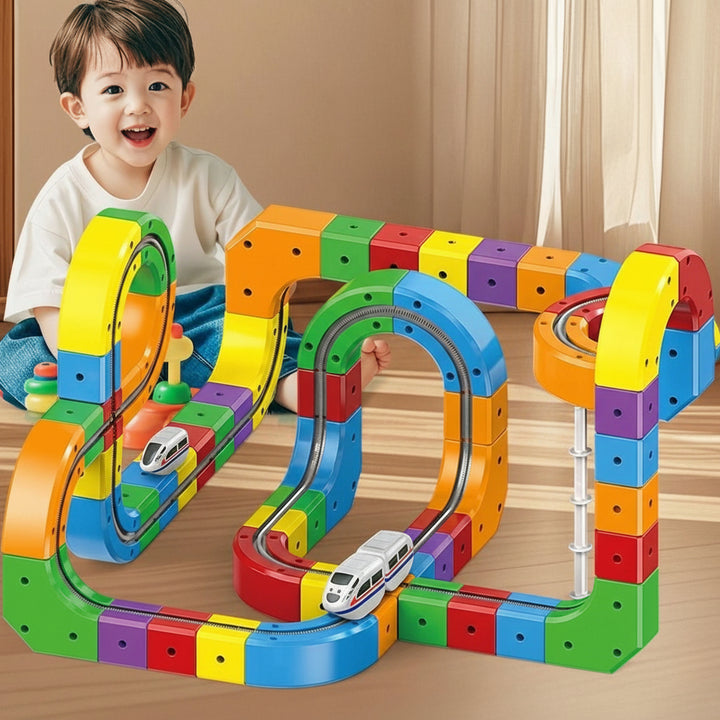 Magnetic Building Blocks Kids Electric Car Track Construction Toy