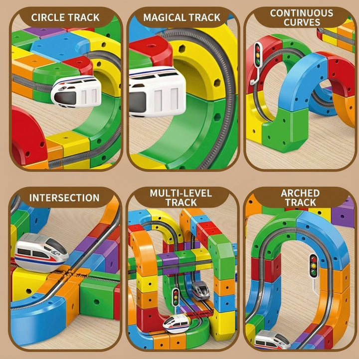 Magnetic Building Blocks Kids Electric Car Track Construction Toy