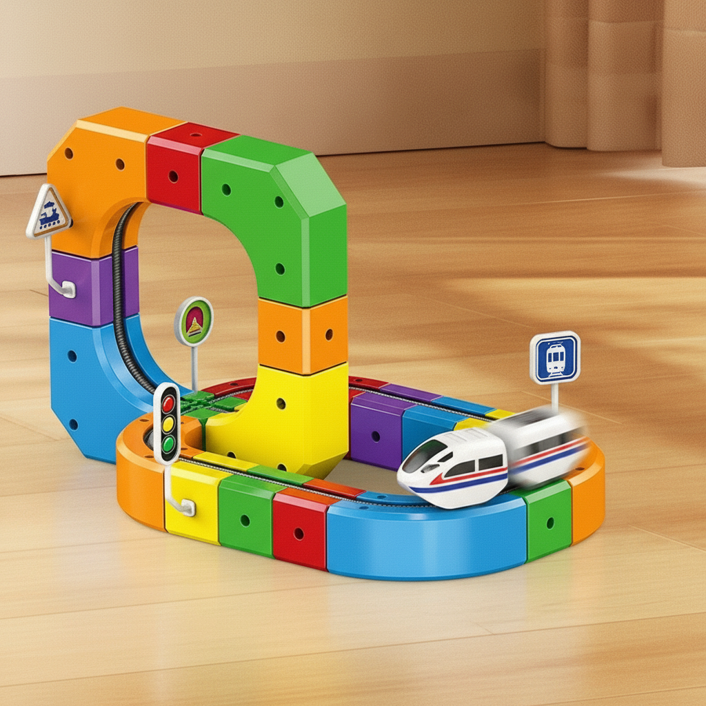 Magnetic Building Blocks Kids Electric Car Track Construction Toy