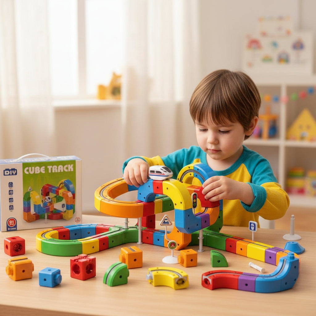 Magnetic Building Blocks Kids Electric Car Track Construction Toy