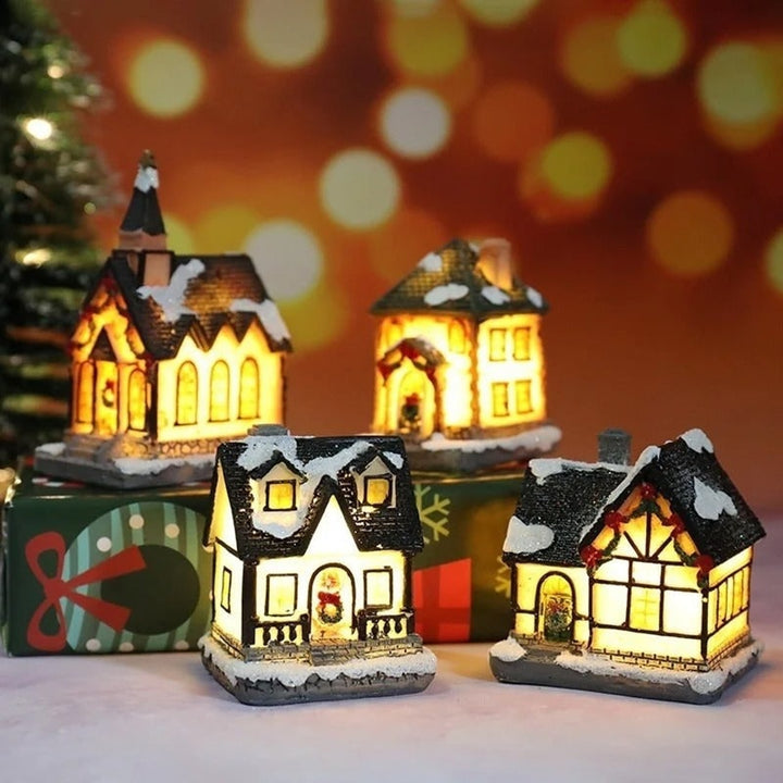 6-Piece Christmas Village Decoration Set With LED Lighting And Snow-Covered Houses - Image 3