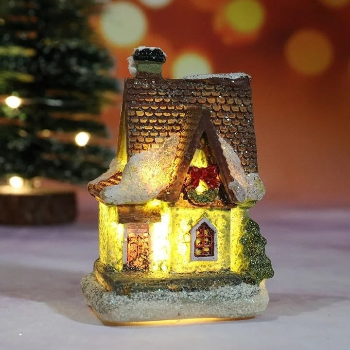 6-Piece Christmas Village Decoration Set With LED Lighting And Snow-Covered Houses - Image 6