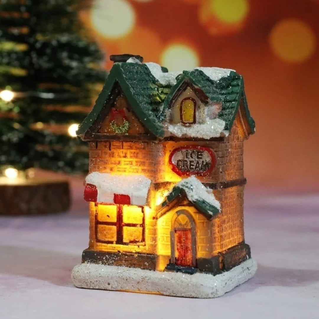 6-Piece Christmas Village Decoration Set With LED Lighting And Snow-Covered Houses - Image 8
