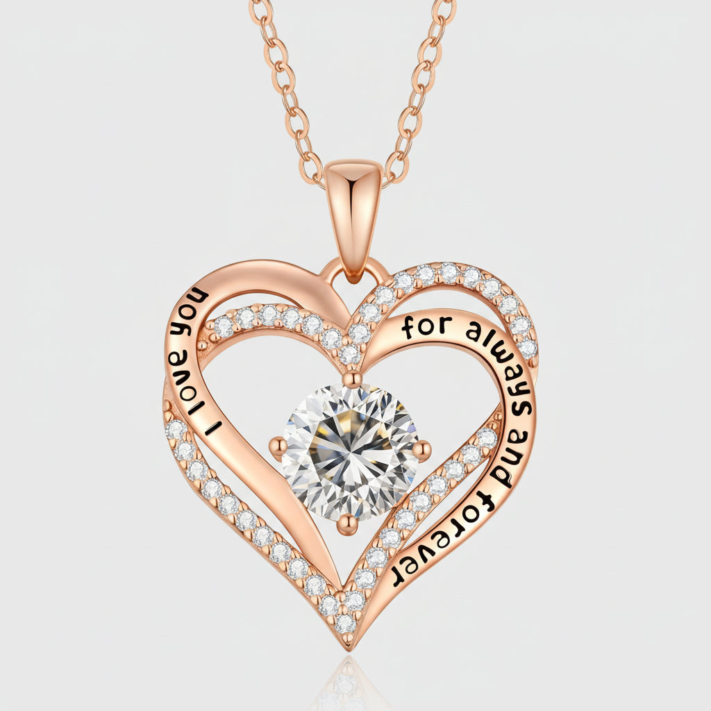 Moissanite Necklace Heart Pendant Sterling Silver Forever Love Gift