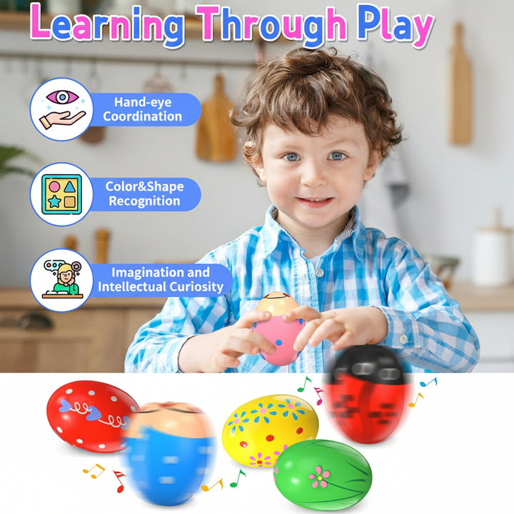 Holzspielzeug Musik Rassel Eier Set Kinder Montessori