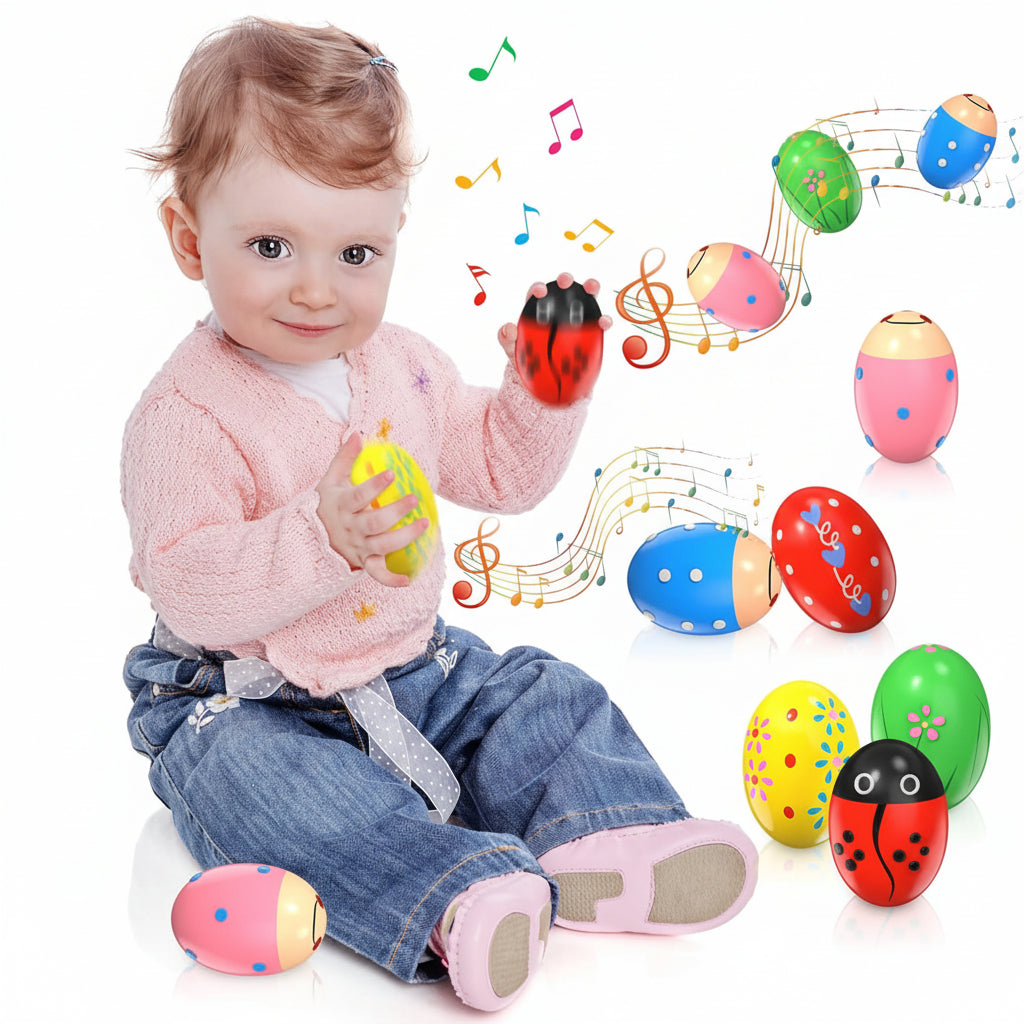 Holzspielzeug Musik Rassel Eier Set Kinder Montessori
