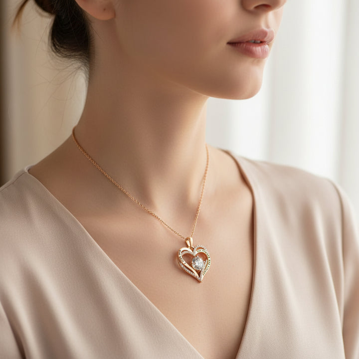 Moissanite Necklace Heart Pendant Sterling Silver Forever Love Gift