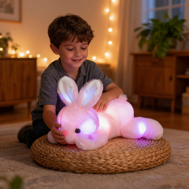 Plyšový králík s LED světlem – noční lampička pro děti