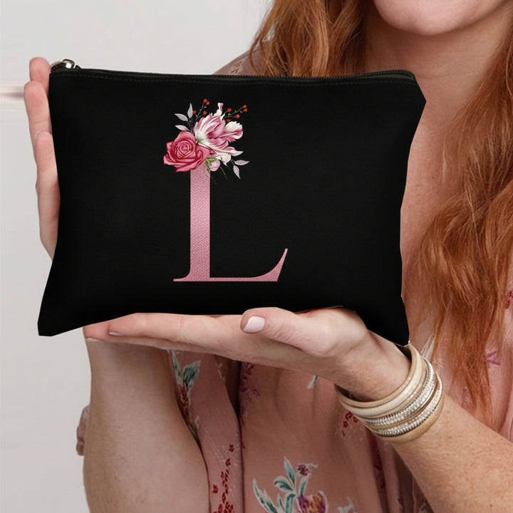 Throw Pillow Cover Decorative Floral Letter Zipper Cushion Case