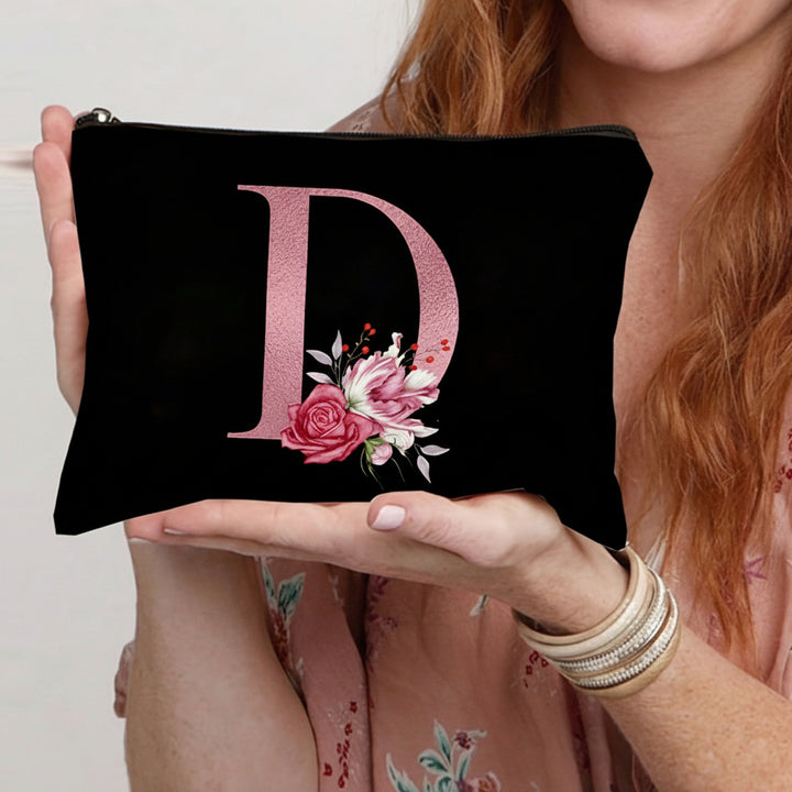 Throw Pillow Cover Decorative Floral Letter Zipper Cushion Case