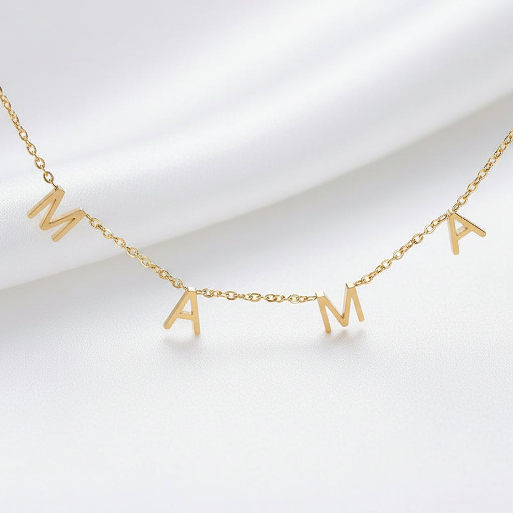 Name Necklace Gold Plated Stainless Steel Mama Pendant Chain