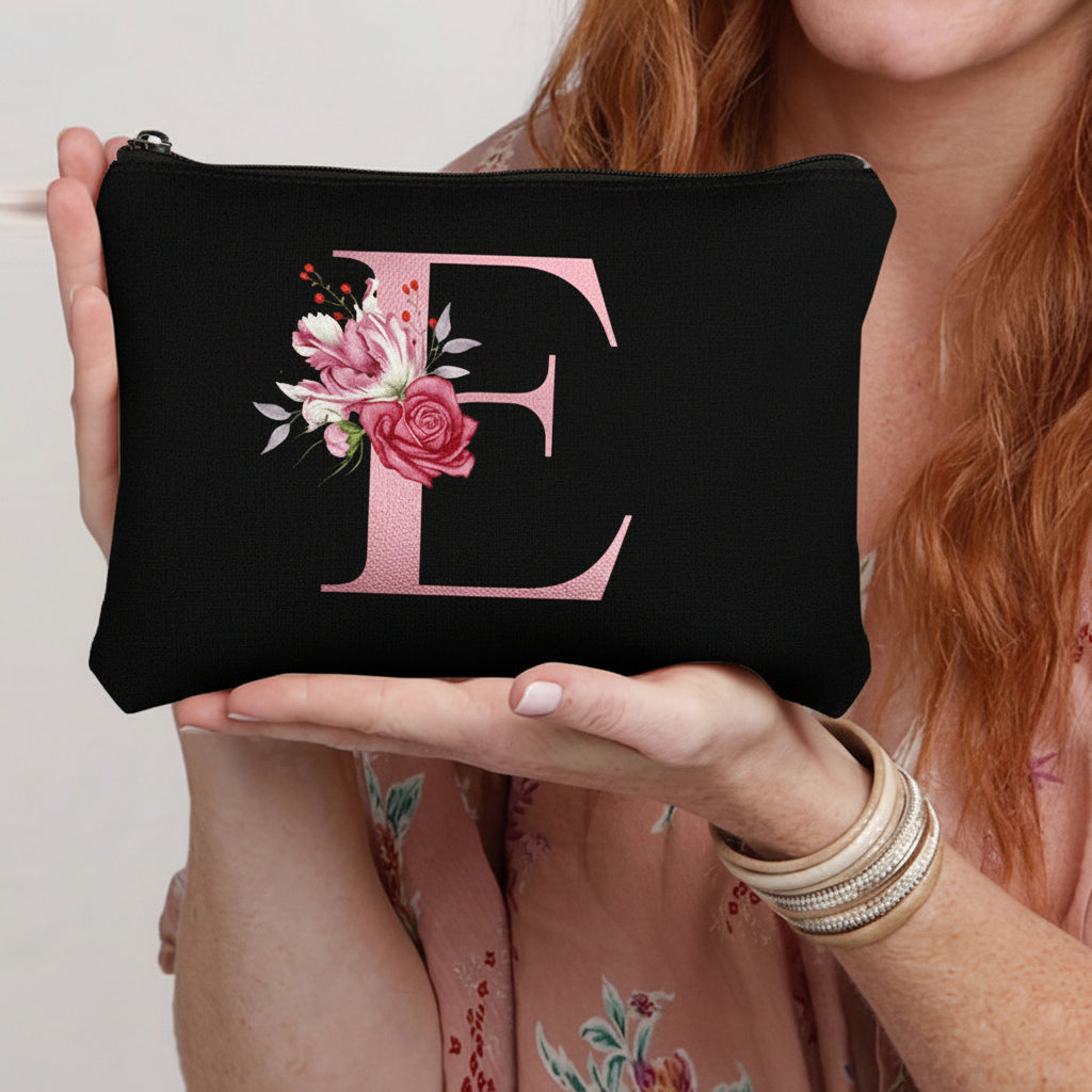 Throw Pillow Cover Decorative Floral Letter Zipper Cushion Case