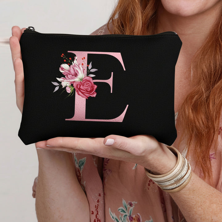 Throw Pillow Cover Decorative Floral Letter Zipper Cushion Case