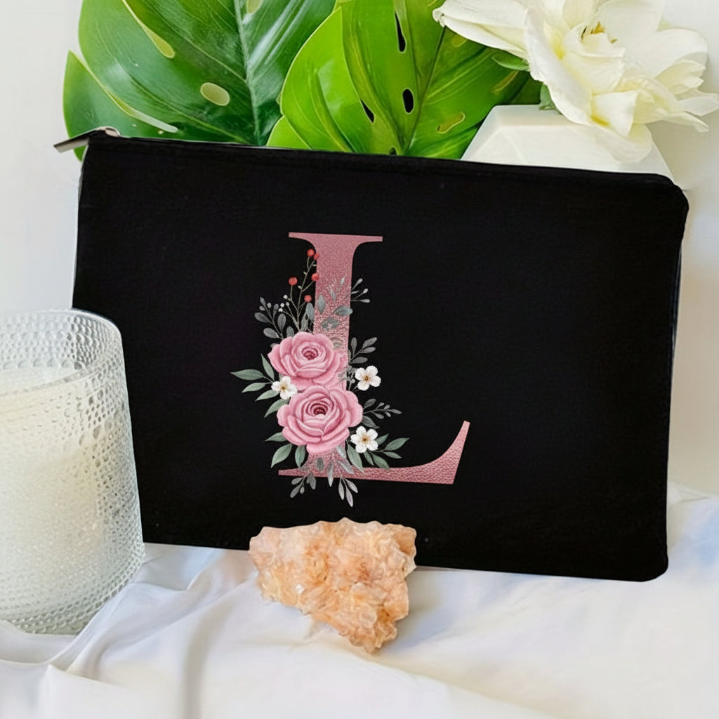 Throw Pillow Cover Decorative Floral Letter Zipper Cushion Case