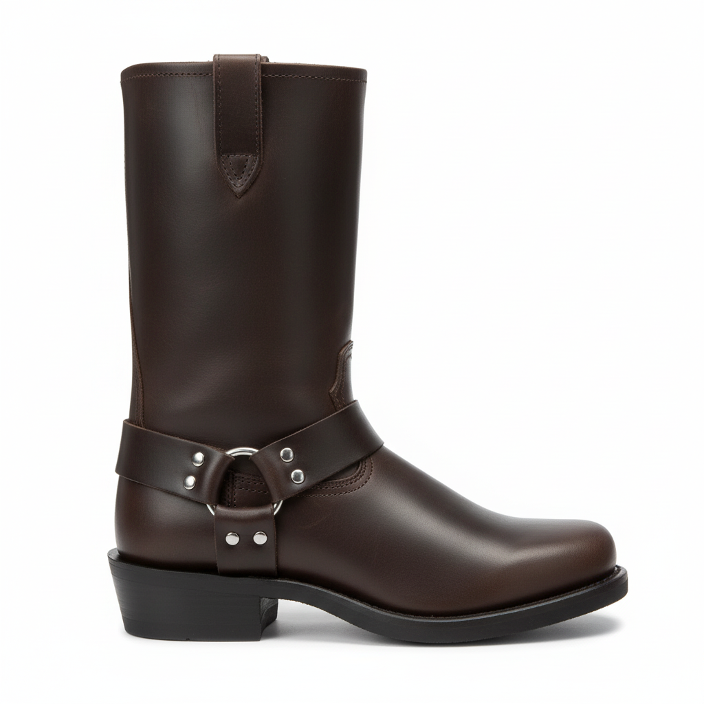 Motorradstiefel Herren Wasserdicht Slip On Biker Boots Leder Look