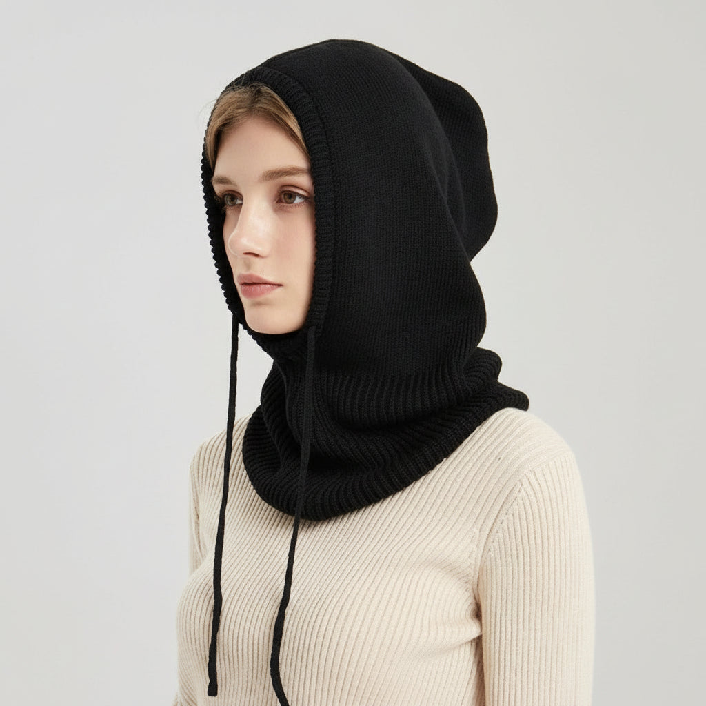 Winter Beanie with Adjustable Hood – Soft Knit Hat for Warmth