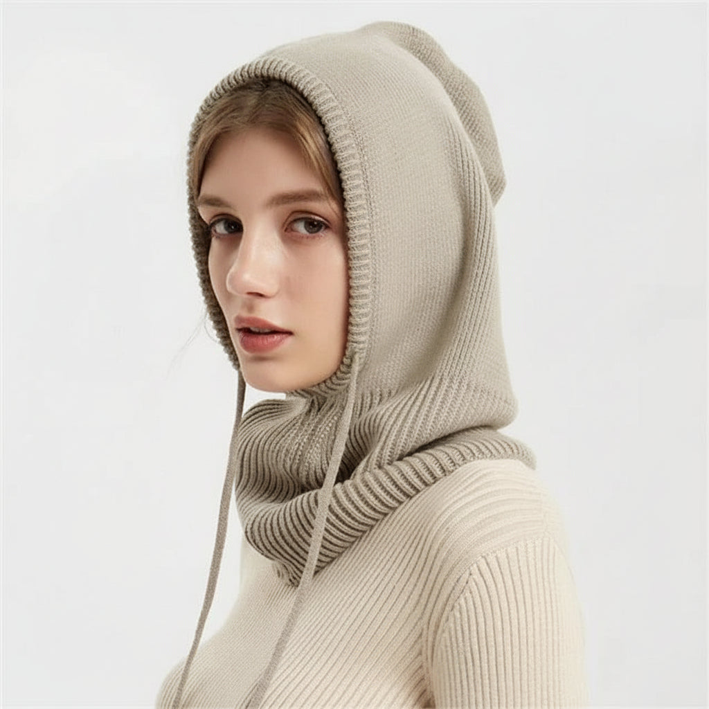 Winter Beanie with Adjustable Hood – Soft Knit Hat for Warmth