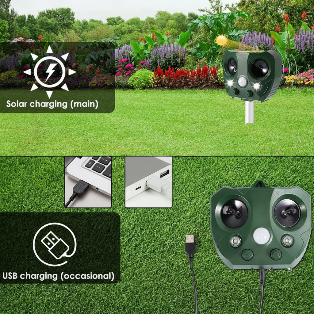 Bird Repeller Solar Ultrasonic Outdoor Garden Stake
