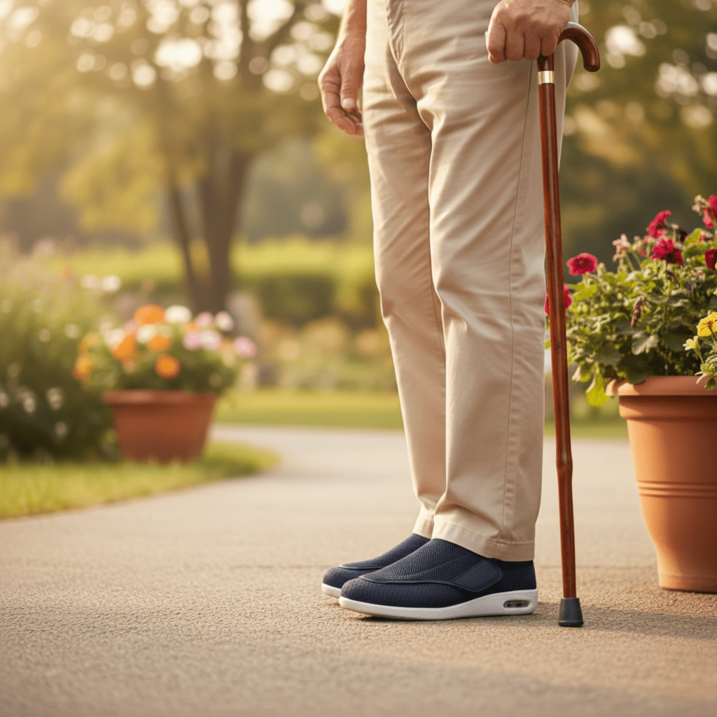 Breda promenadskor för män – Memory foam och halkskydd
