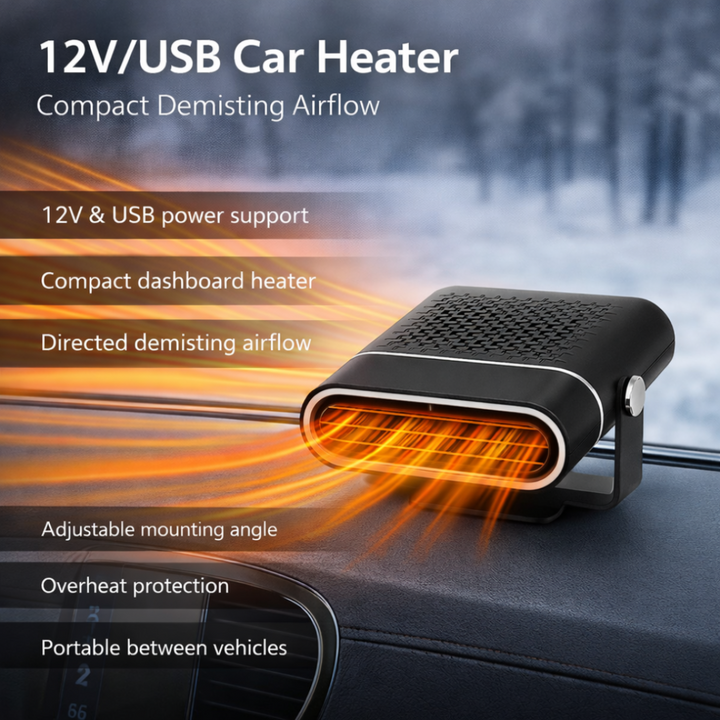 Car Heater 12V Portable Dashboard Defroster Fan