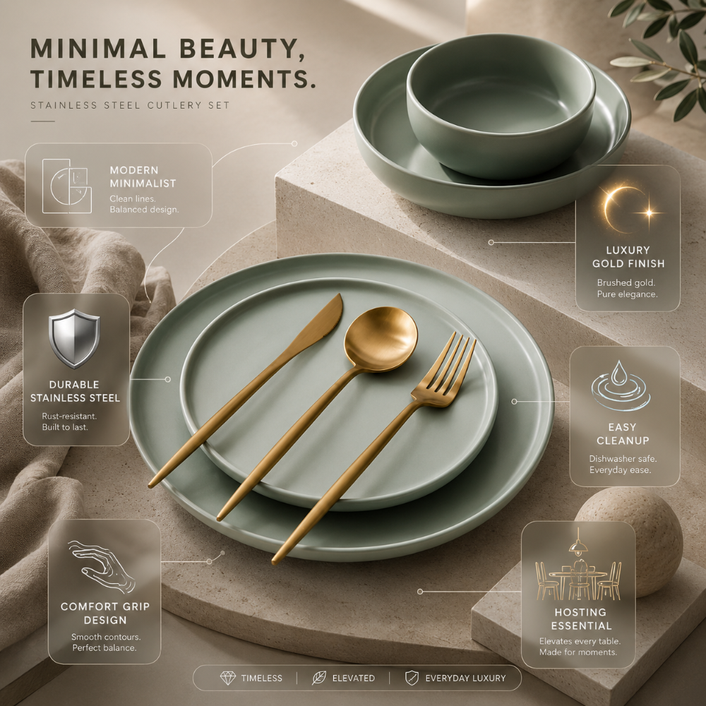 Stainless Steel Flatware Set Modern Modern Flatware Set - Image 5