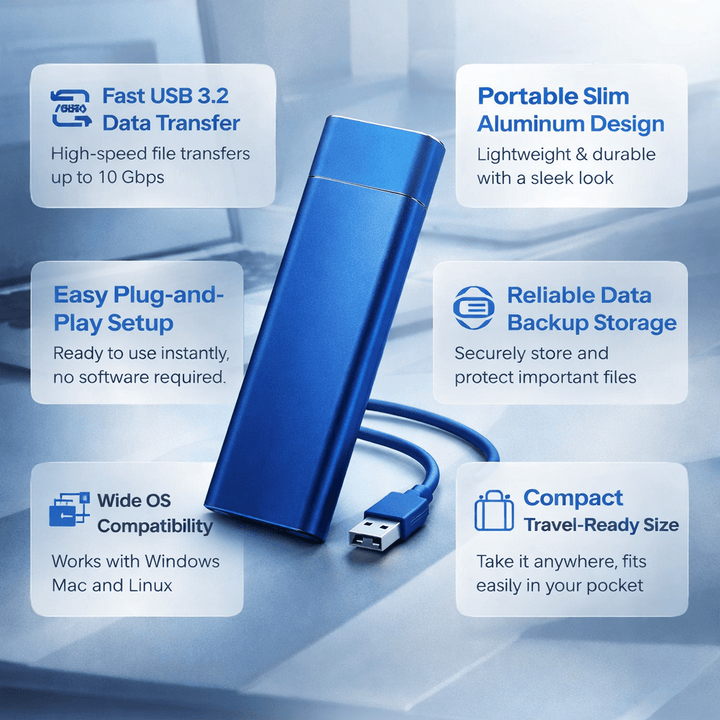 Disco Rigido Esterno Portatile Archiviazione USB Backup File