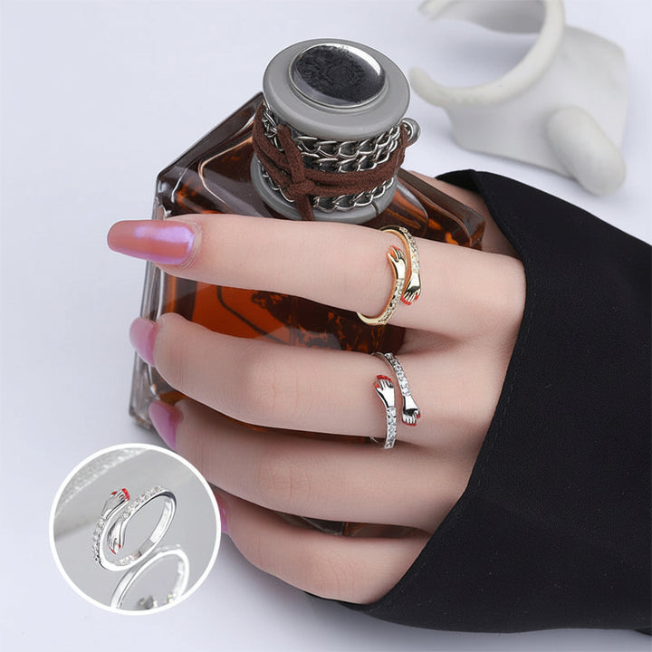 Anello Regolabile Design Abbraccio Fascia Aperta Gioiello Regalo d'Amore