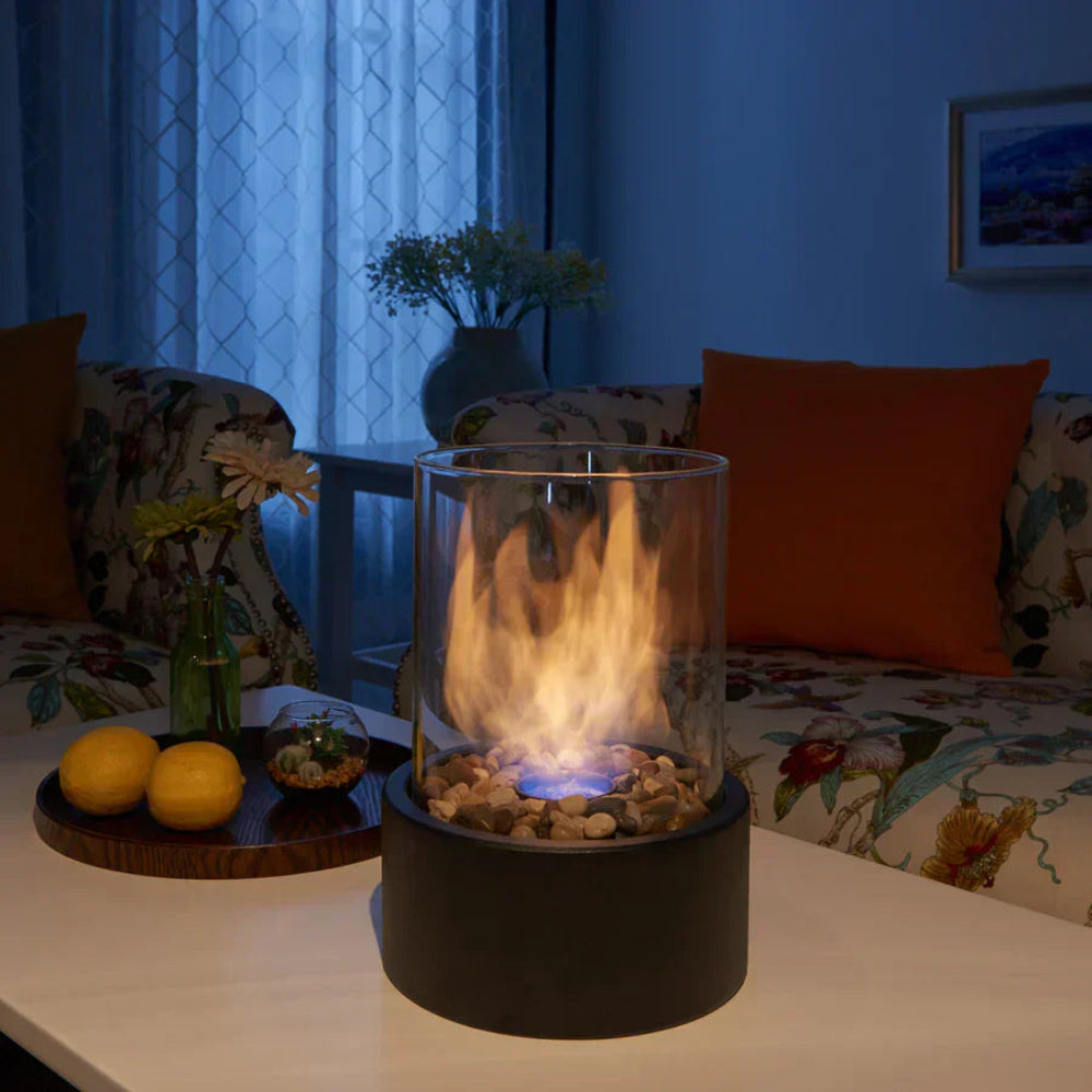 Tischkamin Tragbar Glas Metall Innenraum Feuerfunktion